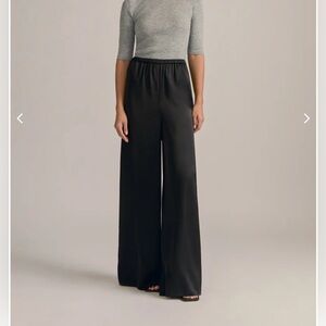 Favorite Daughter Black Silk Wide-Leg Pants